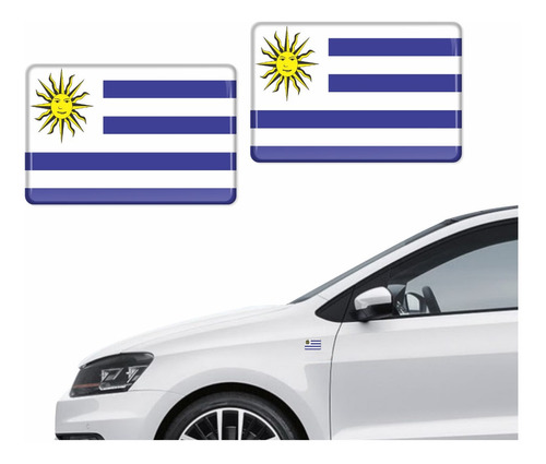 Par Adesivos Bandeira Uruguai Resinado 4x6cm Bd54