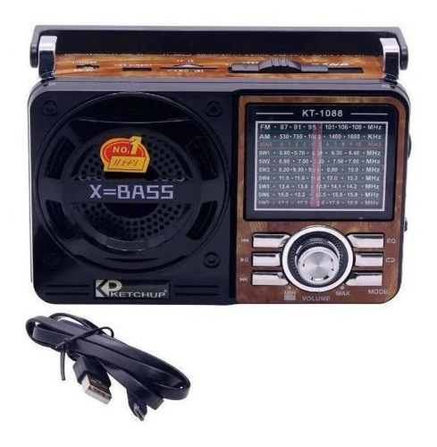 Rádio Retro Vintage Bluetooth Portátil Am Fm Mp3 Usb Marrom
