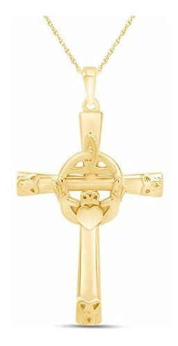 Collar - Trinity Knot Claddagh Celtic Cross Pendant Necklace