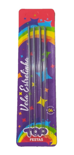Imagem 1 de 5 de Vela Estrelinha Faíscas Prateadas Cartela Com 4 Unidades