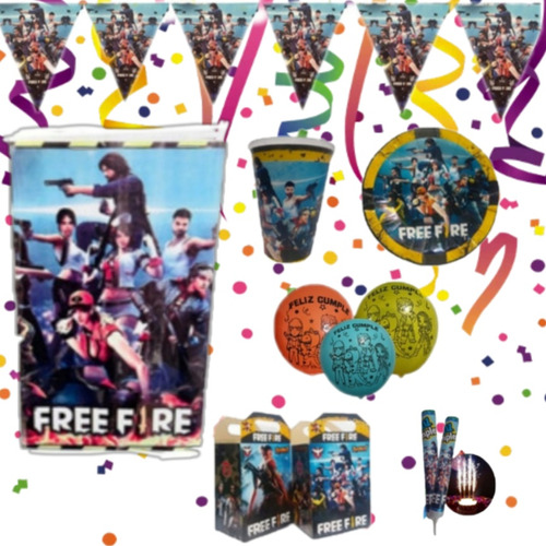 Free Fire Artículos Para Fiesta Decorar Cumpleaños 40 Niños