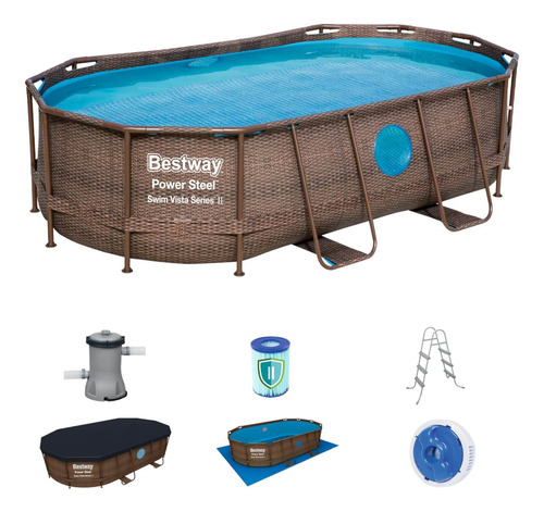 Piscina Estructurada Bestway Ovalada Terminación Rattan