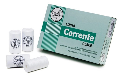 Linha Para Costura Glacê Branca Carretel 914 M- Caixa C/12. Cor Branco