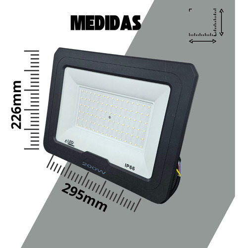 Refletor Led Super Slim 200w 6500k (kit Atacado Com 5) Carcaça Preto Luz Branco-frio 127/220v