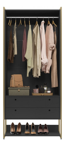 Closet Industrial Modulo Anubis 2 Portas 2 Gavetas Preto