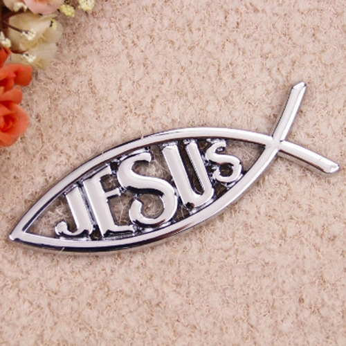 Imagen 2 de 9 de Emblema Logo Pez Cristiano Jesus Autoadhesivo Auto .x1 P104