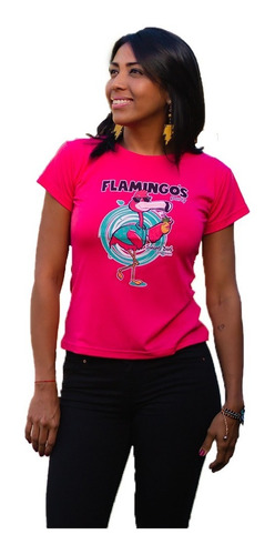 Franela Estampada Indietown Flamingo's Party Dama.