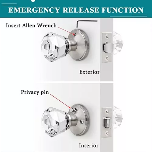 Paquete de 2 pomos de puerta, pomo de puerta de níquel satinado, cerradura  de privacidad para puerta interior (para dormitorio y baño), pomos