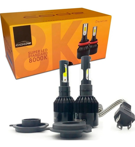 Kit Super Led 8000k Tech One 3000 Lm Farol Simples E Milha