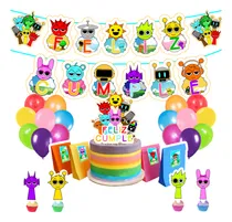 Comprar Globos + Banderín Sprunki + Toppers + 30 Bolsitas Y Stickers Verde Set De Deco Mas 30 Bolsitas