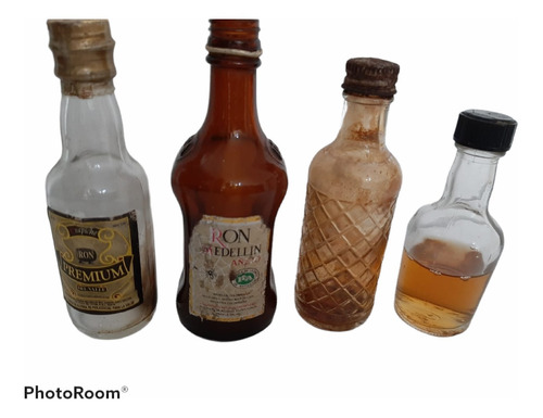 Lote Botella Pequeñas Vacías Colecionable De Rones Antigüos