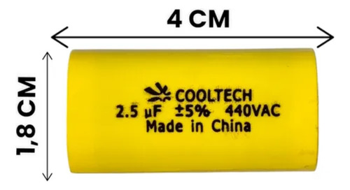 Capacitor 2.5 Mf Cooltech Con Cable Pack X10 Motor Ventilador Aire Acondicionado Compresor