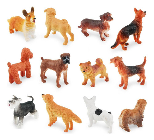 12 Piezas De Figuras De Perros Realistas, Animales Para Sala