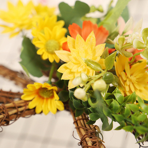 Corona Colgante De Imitación De Pascua Con Flores Artificial