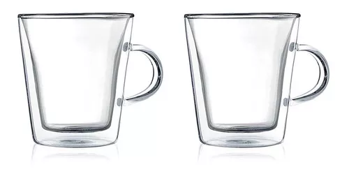 Chanlida - Tazas de café de vidrio de doble pared (juego de 2) tazas de  café de vidrio transparente …Ver más Chanlida - Tazas de café de vidrio de