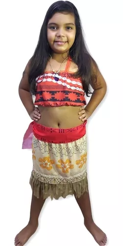 Roupa fantasia para crianças moana serve De 2 a 8 anos.