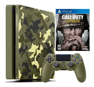 Sony PlayStation 4 Slim 1TB Call of Duty: WWII Limited Edition Bundle cor green camouflage