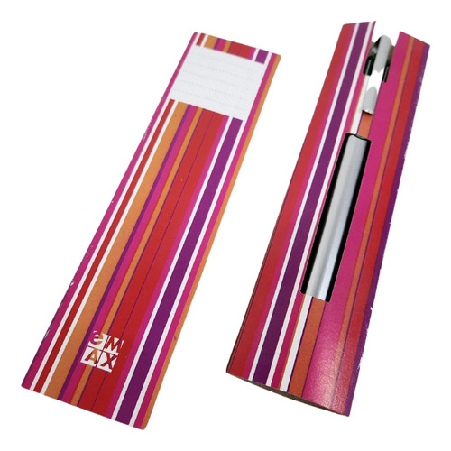 Estuche Lapicera Bolígrafo Cartón X 50 Modelos Tinta Estuches Exterior Rayado Magenta