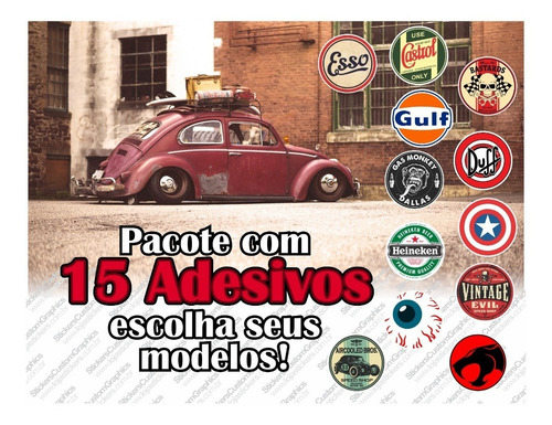 Adesivos Retro Antigos Vintage Automotivos Diversos (15un)
