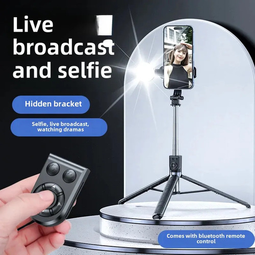 Trípode Selfie Stick Rosa Con Luz Z16s 175 Para Celular