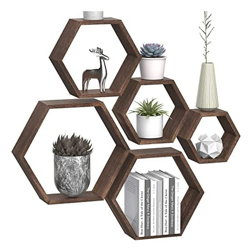 Estantes Flotantes Hexagonales Juego 5 Estantes Panal Abeja