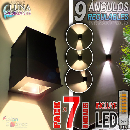 Luz Bidireccional Exterior Regulable C Lampara Led 6w Kit X7