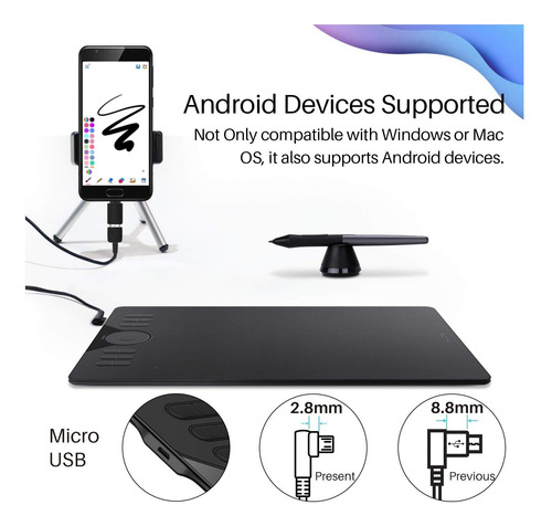 Tableta Huion Drawing Hs610 Tableta Gráfica Con Función De Y