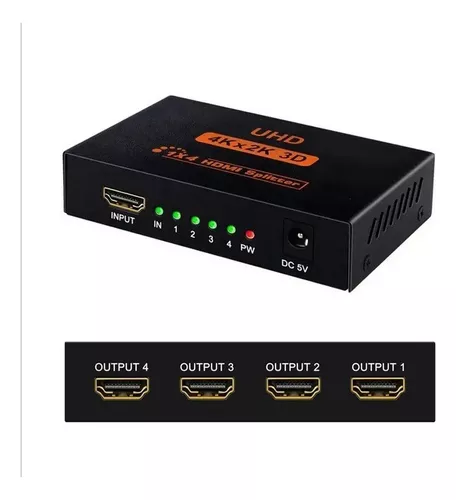 Multiplicador Hdmi Splitter 1 Entrada 2 Salidas 4k 1080p 3d