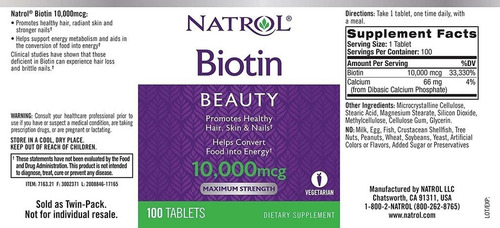 Imagen 5 de 5 de Minoxidil 5% + Biotina Natrol 10,000 Mcg 100 Tabs