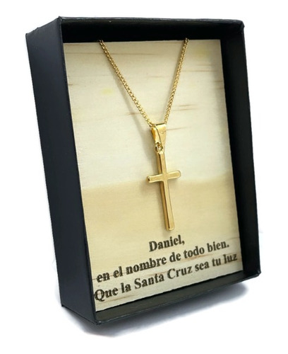 Collar Cruz Personalizado Chapa De Oro 22k Dama Cadena Crist