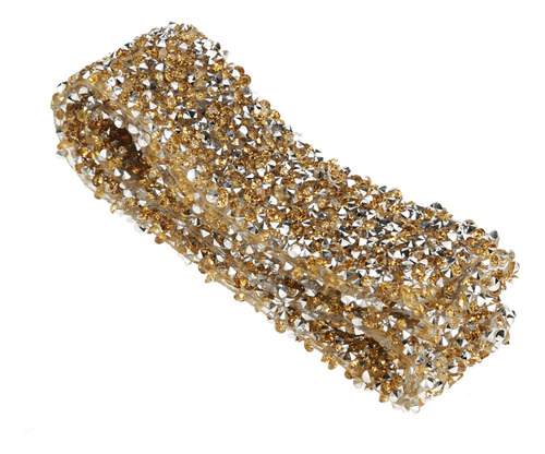 Rollo De Malla De Cinta Amarilla Con Diamantes De Imitación