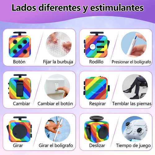 Cubo Antiestres, 4pcs Fidget Cubo Alivia El Estrés Y La