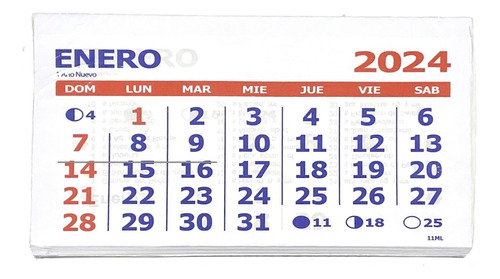 Calendario Almanaque Mensual 11 Ml 21 X 12 Cm N° 11 Año