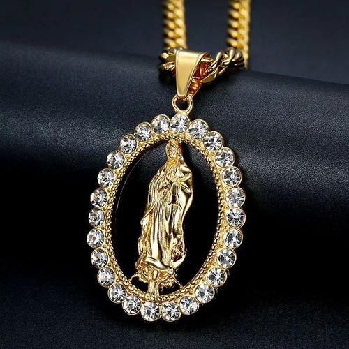 Collar Religioso Virgen De Guadalupe Dorado Mujer 