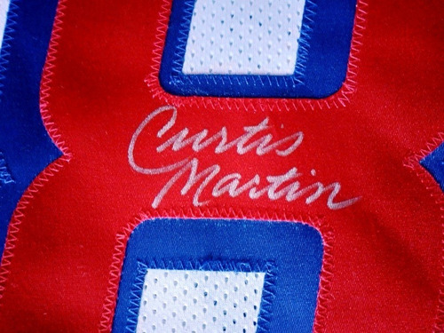 Jersey Patriotas De Nueva Inglaterra Autógrafo Curtis Martin