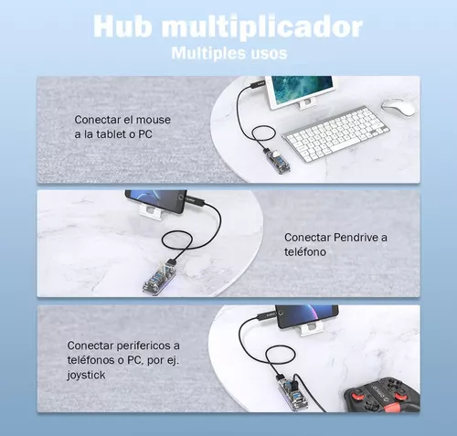 Hub Usb 3.0 Multiplicador 4 Puertos Pc Notebook Transparente