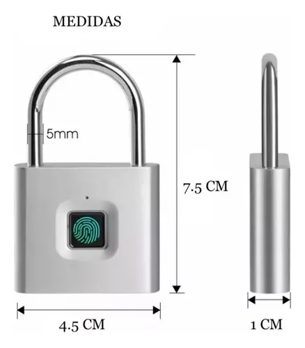Candado Con Lector De Huella Recargable Digital Sin Llave