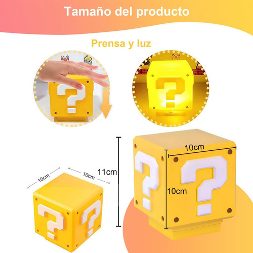 Xin Mario Bros Lampara Led Noche Con Signo Interrogac Y