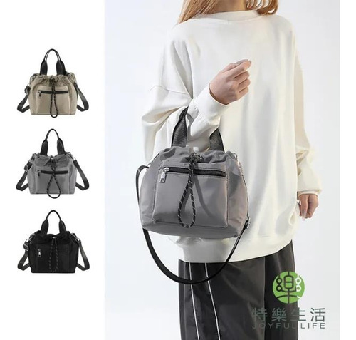Bolso Mujer Urbano Chico Nylon North Con Herraje Níquel Negro