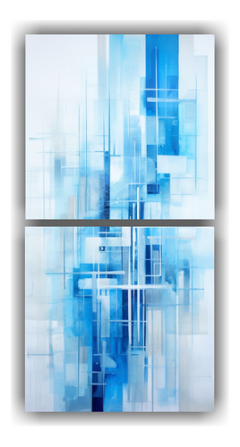 120x60cm Cuadros Abstractos De Edificios Azul Y Blanco