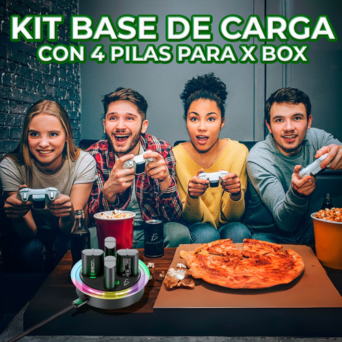 Cargador 4 Pilas Xbox Carga Rápida Tipo C Pilas Incluidas