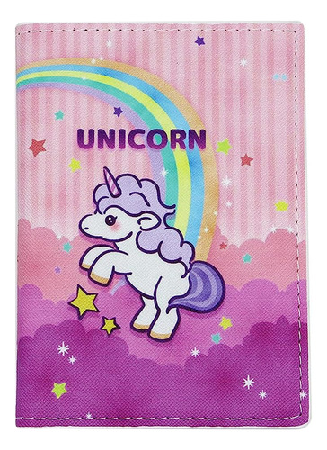 Lindo Lindo Unicornio Caricatura Pasaporte Cubierta Viaje