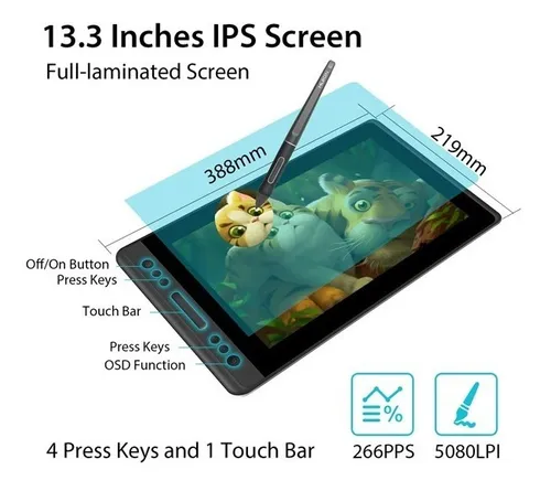 Tableta Digitalizadora Huion Kamvas Pro 13 Gt-133 Black