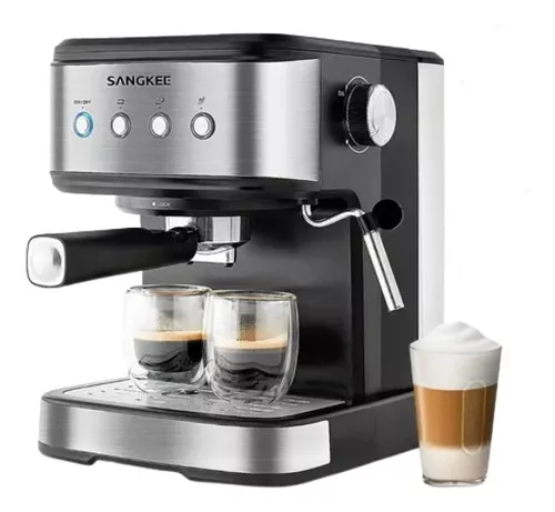 Máquina de café expreso de 20 bares, cafetera espresso retro con espumador  de leche para capuchino, café con leche, macchiato, tanque de agua