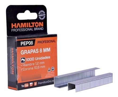Grapas Para Pep 8mm Caja X 1000 Unidades Hamilton Pep08