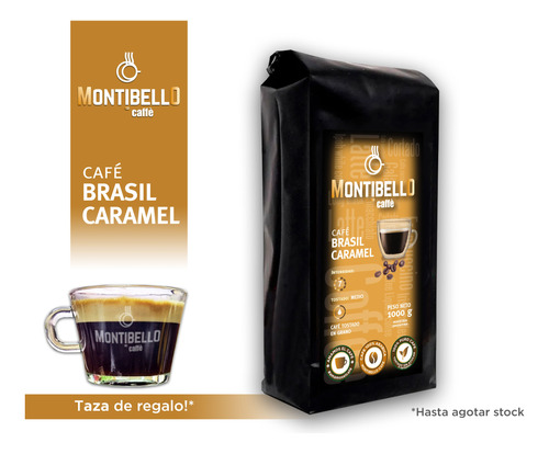 Cafe En Grano Tostado S/azucar Montibello Brasil Caramel 1kg