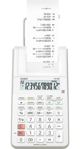 Calculadora De Bobina Casio Hr-8rc 12 Dígitos Impressora Nfe