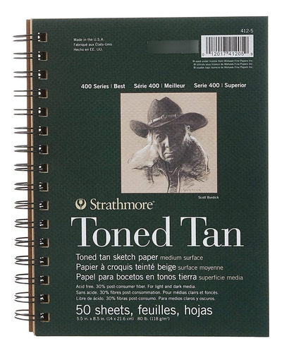 Cuaderno De Dibujo Strathmore Toned Tan 14x21,6 Cm 50h 118g