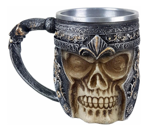 Crânio Caneca Caveira Medieval Viking Copo De Resina