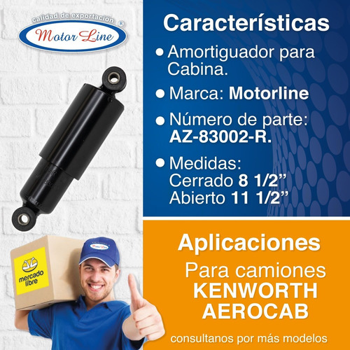 Imagen 2 de 9 de Amortiguador Para Cabina De Kenworth Aerocab, Az-83002-r